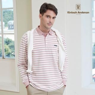 【金安德森】男裝長袖-羅紋領 條紋款 實用口袋(粉紅色)