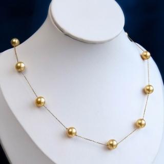 【La Corser】10-10.5mm 南洋金珠 滿天星 項鏈 18K金 加粗鏈條設計 天然金色 正圓珍珠 頸飾 氣質優雅