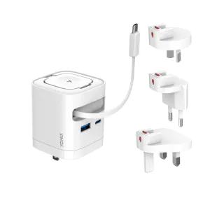 【YOMIX 優迷】萬國轉接頭組★65W氮化鎵四合一手錶自帶線快充充電器(Type-C/USB/Apple Watch/筆電快充/豆腐