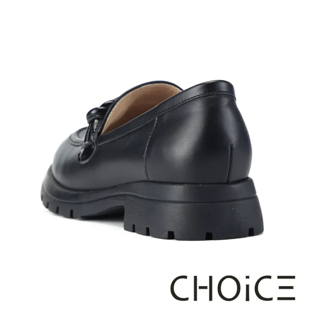 【CHOiCE】經典牛皮扭結厚底樂福鞋(黑色)