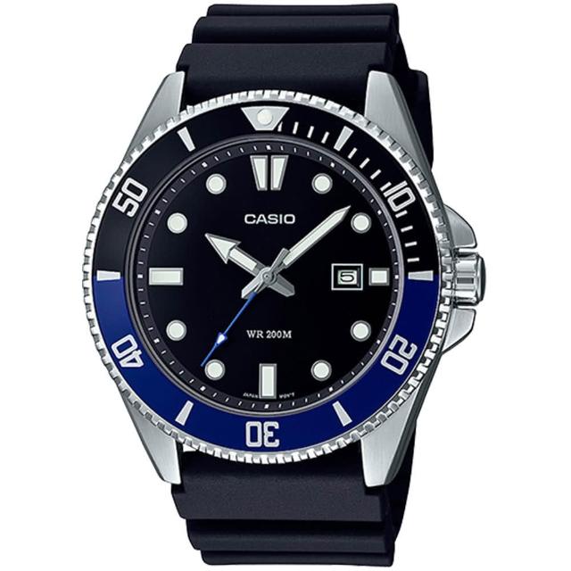 【CASIO 卡西歐】黑水鬼防水200米潛水錶 正原廠公司貨(MDV-107-1A2黑X百事圈)