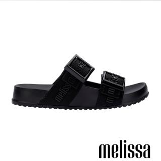 【Melissa】LOGO印花雙帶拖鞋-大童(黑色)
