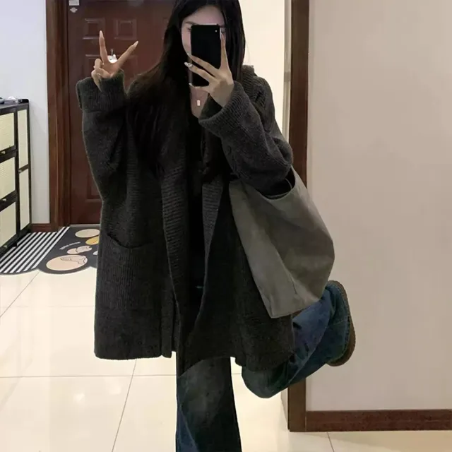 【D.studio】韓版氣質寬鬆設計感(針織上衣冬天女裝衣服保暖外套 保暖上衣 冬天外套長袖上衣連帽外套J400)
