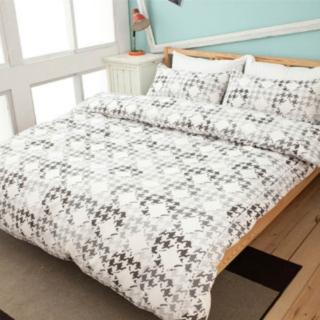 【LAMINA】千鳥 灰 雙人 100%純棉床包枕套三件組