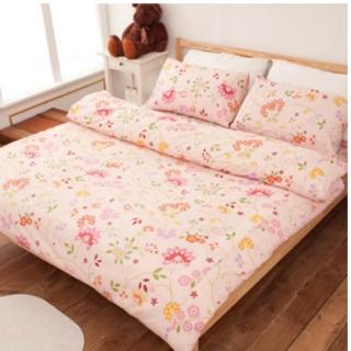 【LAMINA】水堇花容 粉 雙人 100%純棉床包枕套三件組