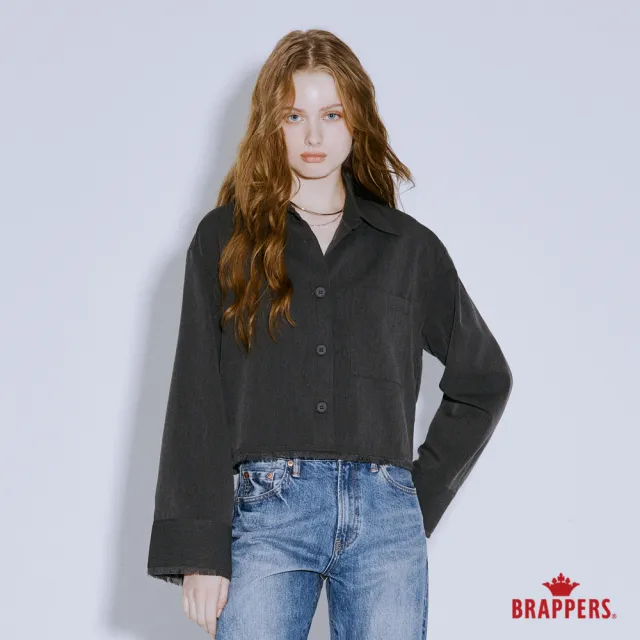 【BRAPPERS】女款 短版流蘇造型襯衫(灰)