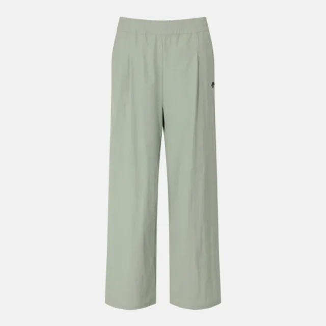 【DESCENTE】長褲 女 運動褲 寬褲 快排 WOMENS WOVEN WIDE FIT PANTS 綠 SQ322PPT72-KHK0