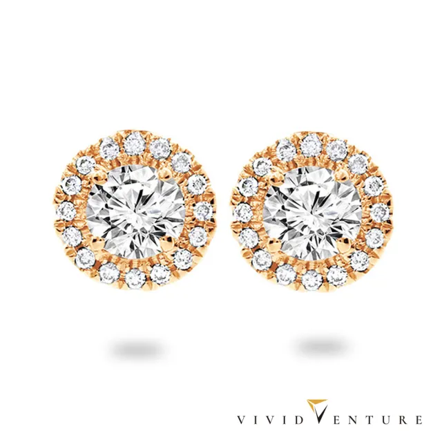 【Vividventure 亞帝芬奇】GIA 60分 FVS2 3EX 八心八箭 天然鑽石 耳環 多色選 圓滿愛(14K金台+18K金耳針)
