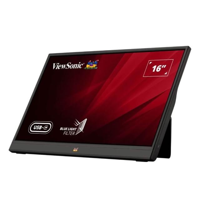5入組★【ViewSonic 優派】VA1655-3 16型 60W USB-C 輕薄可攜式螢幕(mini-HDMI/3.5mm耳機孔/內建可折疊支架