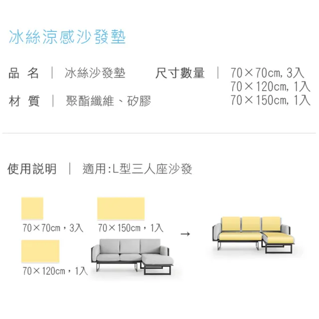【eeno】L型三人座+3靠背|3D緹花 冰絲涼感沙發墊 保潔坐墊蓋布罩巾(70×120+70×150+3入70×70cm)