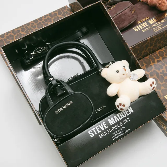 【steve madden】麂皮法棍小包三件禮盒組(黑色)