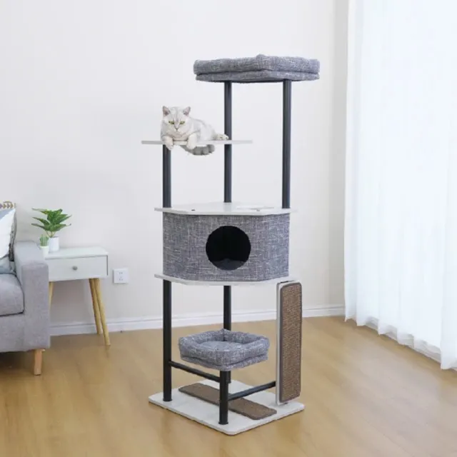 【Petpals】現代簡約工業風5層跳台(貓跳台/貓抓柱/貓抓板/睡窩)