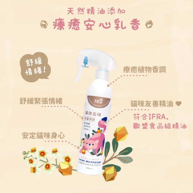 【光能淨】貓咪專屬！瞬效去味除菌噴霧600mlx2-安心乳香(抗菌除臭 肌膚護理 安心寧神 舒緩身心)