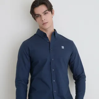 【GIORDANO 佐丹奴】男裝獅王牛津紡長袖襯衫 City Wander系列(26 標誌海軍藍)