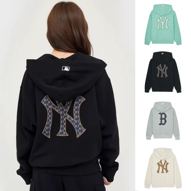 【MLB】連帽上衣 帽T Monogram系列  紅襪/洋基隊(3AHDM0144-多款任選)