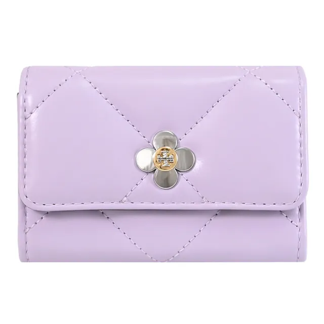【TORY BURCH】經典LOGO四葉草圖案信用卡證件名片零錢包(淡紫)