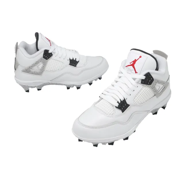 【NIKE 耐吉】足球鞋 Jordan 4 Retro TD 男鞋 白水泥 膠釘 美式足球 棒壘球(HQ0207-106)
