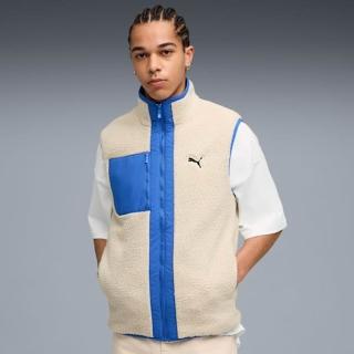 【PUMA】背心 男 羊羔絨背心 保暖 雙面穿 歐規 米藍 68837287