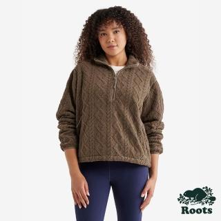 【Roots】Roots女裝- CABLE SHEARLING HALF ZIP 上衣(咖啡色)