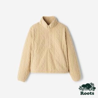 【Roots】Roots女裝- CABLE SHEARLING HALF ZIP 上衣(奶油黃)