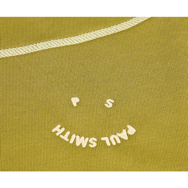 【Paul Smith】PAUL SMITH 跳色笑臉LOGO立體壓紋有機棉休閒長袖T恤(男款/芥末棕)