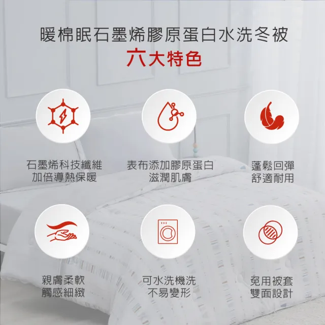 【Tonia Nicole 東妮寢飾】暖棉眠石墨烯膠原蛋白水洗冬被-特大(多款任選/棉被/冬被)