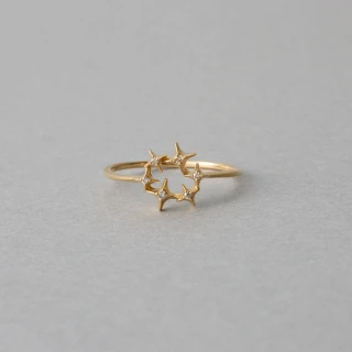 【ete】[Winter Treat｜VERY MERRY] K18YG 星夜棕鑽光環戒指(金色)