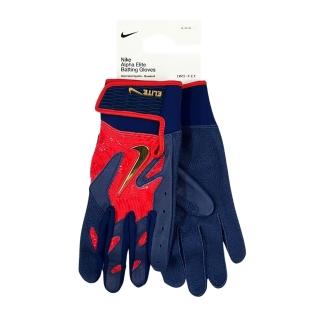 【NIKE 耐吉】ALPHA ELITE 2.0山羊皮成人打擊手套深藍X紅一雙入(N1013006638)