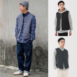 【MUJI 無印良品】男輕量羽絨可攜式無領背心(灰銀/黑色/煙燻藍/暗藍)
