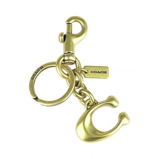 【COACH】COACH經典C字LOGO復古黃銅鉤扣式鑰匙圈/掛飾(黃銅金)