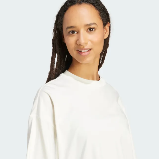 【adidas 愛迪達】愛迪達 W All Szn Sl T 女 T恤 運動上衣 休閒短袖 米白 亞版(JV9888)