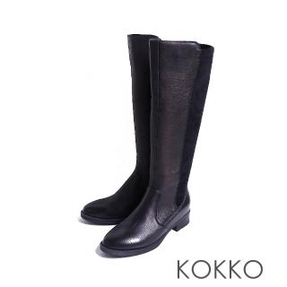 【KOKKO】超模迷人顯瘦纖體彈力美靴(麂皮黑)
