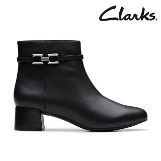 【Clarks】女鞋 Iridessa Air金屬釦飾粗跟設計正裝靴 女靴 踝靴 短靴(CLF84200B)