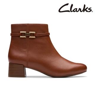 【Clarks】女鞋 Iridessa Air金屬釦飾粗跟設計正裝靴 女靴 踝靴 短靴(CLF84202B)