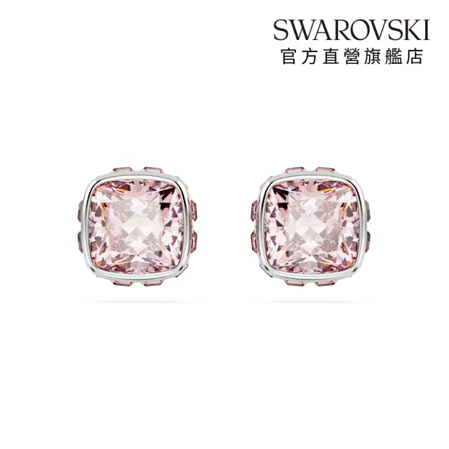 【SWAROVSKI 施華洛世奇】Birthstone 鏈墜/耳釘 方形切割 鍍白金色(24款任選_情人節禮物)
