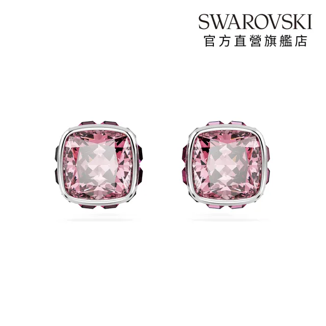 【SWAROVSKI 施華洛世奇】Birthstone 鏈墜/耳釘 方形切割 鍍白金色(24款任選_情人節禮物)