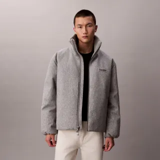 【CALVIN KLEIN】官方旗艦館CK 混色羅紋立領外套_灰色