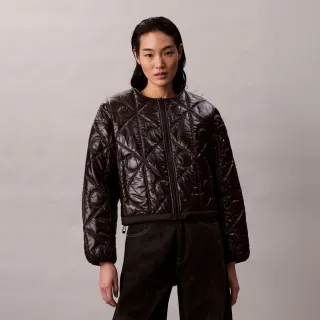 【CALVIN KLEIN】官方旗艦館CK 雙面Logo菱格外套_黑色