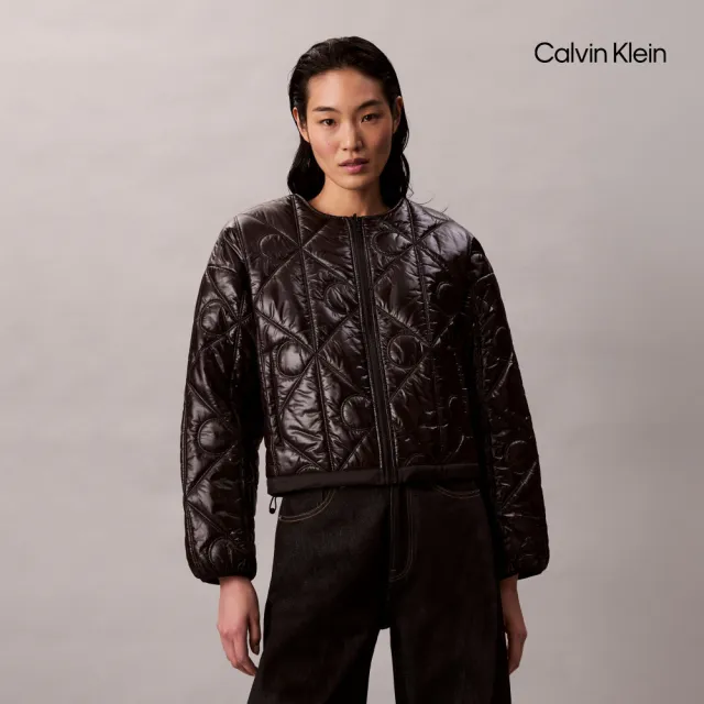【CALVIN KLEIN】官方旗艦館CK 雙面Logo菱格外套_黑色