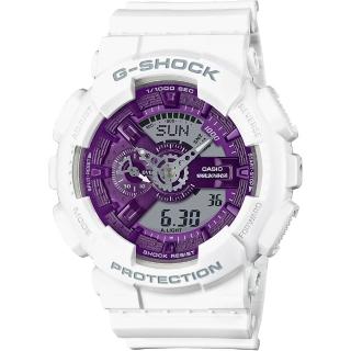 【CASIO 卡西歐】CASIO卡西歐 G-SHOCK狂野戰鬥士數位運動雙顯腕錶-白-GA-110WS-7A
