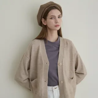 【GIORDANO 佐丹奴】女裝V領毛衣外套(17 淺梧桐)