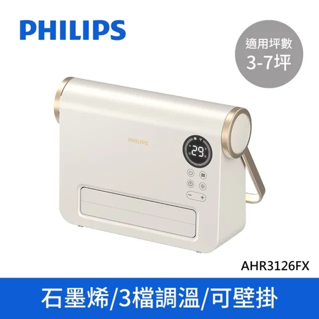 【Philips 飛利浦】AHR3126FX 石磨烯壁掛暖風機(可遙控/居浴兩用/IPX2防水)