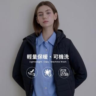 【GIORDANO 佐丹奴】女裝素色連帽外套 E-care輕暖系列(09 標誌黑)