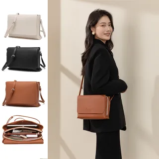 【WHOSE BAG】NAOMI財布機能輕量皮革斜背包 女用手機錢包 小方包 多功能側背包 WB068(女側背包  