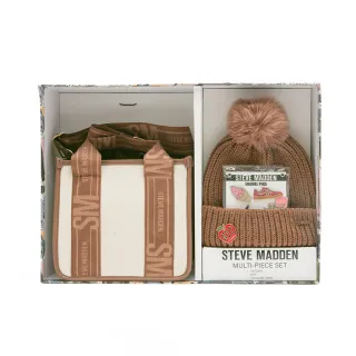 【steve madden】LOGO寬帶兩用包/潮流徽章毛帽禮盒(咖啡色)