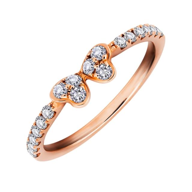【Emperor Diamond 京華鑽石】鑽石戒指 18K玫瑰金 天然鑽石 共0.24克拉 小蝴蝶(蝴蝶結)
