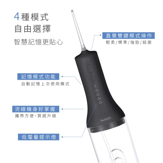 【AWSON 歐森】日本歐森USB充電式沖牙機/脈衝洗牙器/AW-3100顏色任選(紫光殺菌/IPX7級防水)