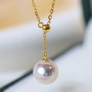 【La Corser】8-8.4mm 日本 Akoya 天然海水珍珠 吊墜 18K金 Y字項鍊 可調節 鎖骨鏈