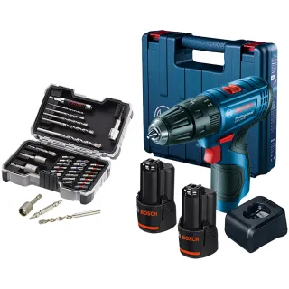 【BOSCH 博世】12V鋰電震動電鑽鉑金雙電套裝(GSB 120-LI+35件水泥鑽頭起子頭組)