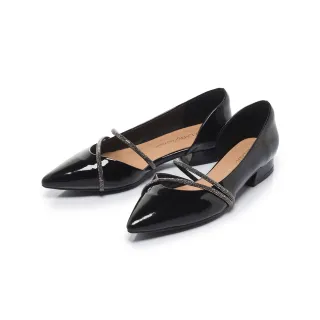 【FAIR LADY】優雅小姐 輕奢水鑽尖頭低跟瑪莉珍鞋(漆黑、5A3037)